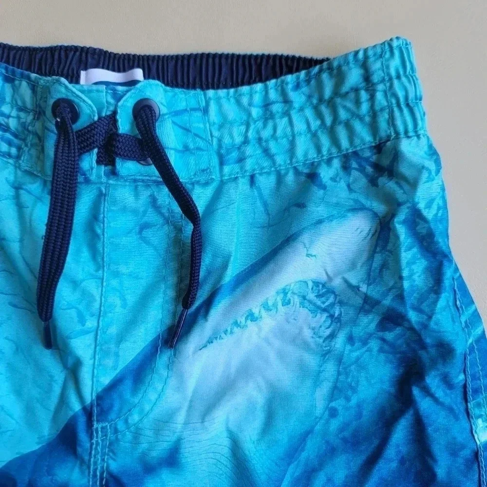 Boys Old Navy Aqua Blue Sharks Swim Trunks Shorts Size M (8)
